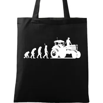 Nákupní taška Bavlněná taška Evoluce zemědělce (Barva: Černá)