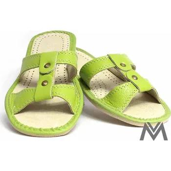 Dámské pantofle Dámské kožené papuče model 6 zelená přezka, VELIKOST 40