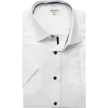 Pánská košile Marvelis pánská košile Modrn Fit s krátkým rukávem 7222 12 00 Bílá 45