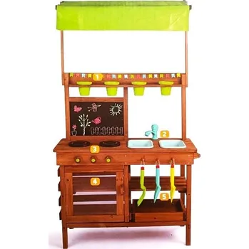 Dětská kuchyňka Playtive Dětská venkovní kuchyňka s markýzou 77 x 50 x 135 cm přírodní/zelená