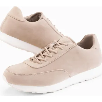 Pánské tenisky Pánské sportovní tenisky z ekokůže se semišovým povrchem - sand V4 OM-FOCS-0161 - 42