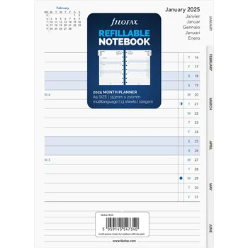 Diář Filofax, Notebook, Kalendář 2025, A5, měsíční plán