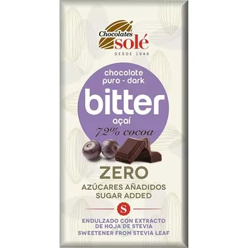 Čokoláda SOLÉ Hořká čokoláda 72% s acai a stévií bez cukru 100 g