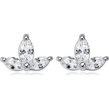 Náušnice Náušnice ze stříbra 925 - květina, čiré zirkony, přívěsky