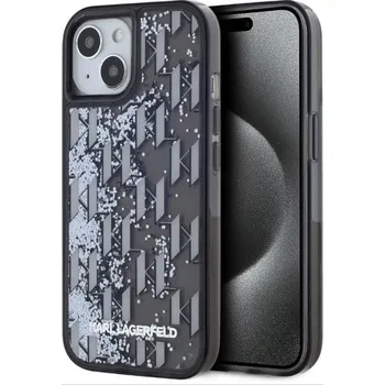 Pouzdro na mobilní telefon Karl Lagerfeld Liquid Glitter Monogram Gradient Zadní Kryt pro iPhone 14 Black 14537667