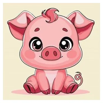 Set školních potřeb Malowanie po numerach - Świnka 25x25cm