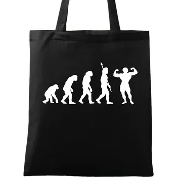 Nákupní taška Bavlněná taška Evoluce bodybuildera (Barva: Černá)