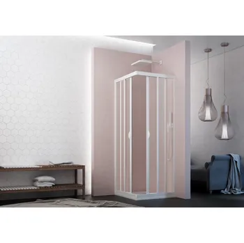 Sprchový kout VELA, 80, 80, 185, Univerzální Levé / Pravé, Polystyrol 2,2 mm (acrilico), Bílá BSVEL8080P + slevový kód, + prodloužená záruka