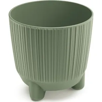 Plastový květináč RYFOS N s nožičkami zemitě zelený matný, varianta 19,5 cm