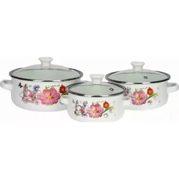 Sada nádobí Sada hrnců Prymus AGD Květiny ocel 6 ks.