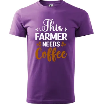 Pánské tričko DOBRÝ TRIKO Pánské tričko s potiskem Farmer coffee Velikost: L, Barva: Fialová