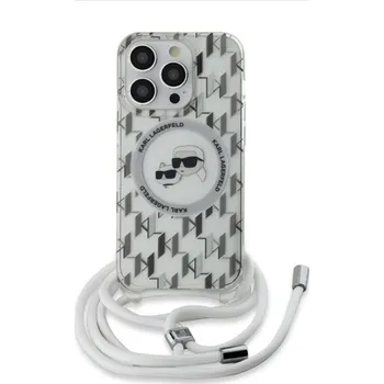 Karl Lagerfeld IML Monogram Crossbody K&CH Heads MagSafe Zadní Kryt pro iPhone 14 Pro Transparent KLHMP14LHCKCKLCT