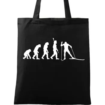 Bavlněná taška Evoluce běžkování (Barva: Černá)