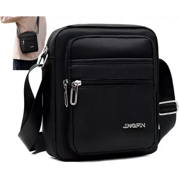 Pánská taštička přes rameno JING RO16 (Prostorná pánská taštička přes rameno , 6x uzavíratelná kapsička na zip, černá)