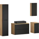 Koupelnová sestava Ocean s deskou, umyvadlem a skříňkami 90 cm černá/dub olejovaný