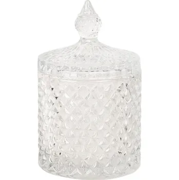 Dóza na potraviny Transparentní skleněná nádoba na bonbony s víkem s broušeným povrchem Romejin XS – 8x13 cm