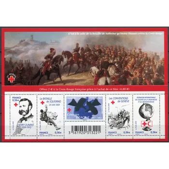 Poštovní známka Post France (2009) Mi.Nr. 4748 - 4752 (Block 110) ** - Francie - Červený kříž - 150. výročí bitvy u Solferina