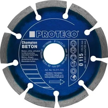 Brusný kartáč Kotouč diamantový PROTECO 125 mm segment BETON CHAMPION