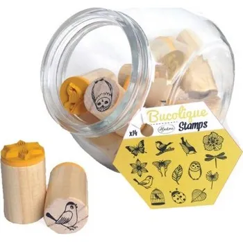 Hračka Diářová razítka Aladine Stampo Bocal 14 ks - Ptáčci kytičky -