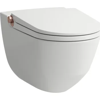 Klozet Cleanet Riva - závěsný klozet rimless s bidetovací funkcí, včetně sedátka, bílá mat, leštěná růžovo-zlatá H8206917640001
