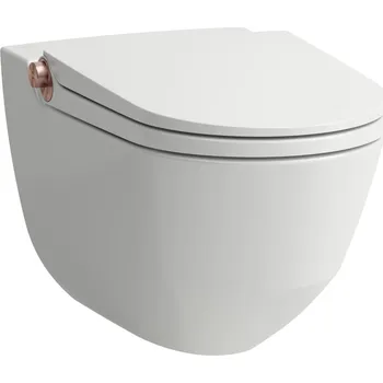 Klozet Cleanet Riva - závěsný klozet rimless s bidetovací funkcí, včetně sedátka, bílá lesk, růžové zlato H8206914030001