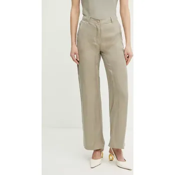 Dámské kalhoty Kalhoty Guess ENORA dámské, zelená barva, široké, medium waist, W5GB16 WH5N2 W5GB16.WH5N2 81X, vel. XS