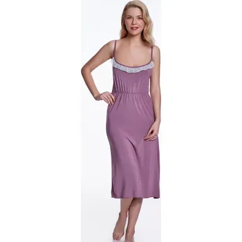 Dámská noční košile Luisa Moretti Dámská noční bambusová košilka ANGLICA, Borůvková, V dárkovém boxu, Bambusové vlákno 100%, Krátký - vel. M