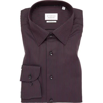 Pánská košile Košile Eterna Modern Fit Streifen Twill pruhovaná bordó / černá velikost: 46, délka rukávu: dlouhý rukáv