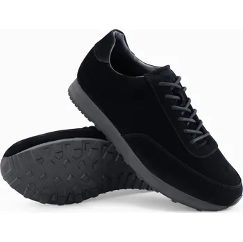 Pánské tenisky Pánské sportovní tenisky z ekokůže se semišovou úpravou - černé V1 OM-FOCS-0161 - 40