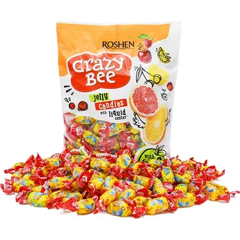 Bonbon ROSHEN Crazy Bee Fruity 200 g ovocné želé bonbony s náplní (směs želé cukrovinek s ovocnými příchutěmi a tekutou náplní)
