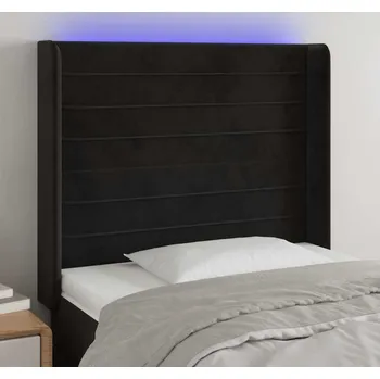 Ložnice vidaXL Čelo postele s LED 83 x 16 x 118/128 cm samet [3124222] Barva: Černá