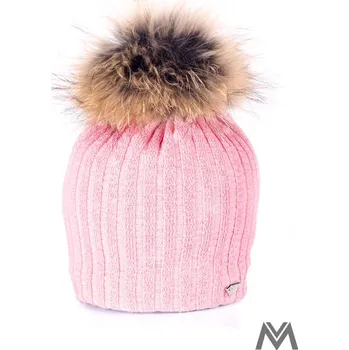 Čepice Třpytivá pletená čepice s bambulí ROKSI - růžová, Varianta: Čepice, VELIKOST UNI