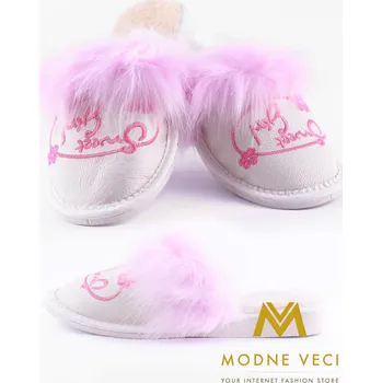 Dámské pantofle Dámské kožené papuče - Sweet girl 36 růžové, VELIKOST 37