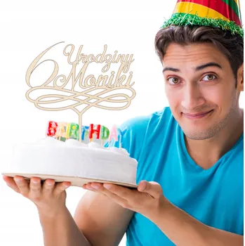 Jedlá dekorace na dort Zápich do dortu narozeninový personalizovaný zápich