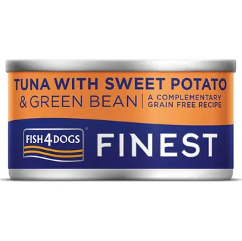 Krmivo pro psa FISH4DOGS Konzerva pro psy Finest s tuňákem, sladkými bramborami a zelenými fazolkami 85 g