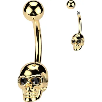 Piercing Šperky4U Zlacený piercing do pupíku lebka - WP0096-GD