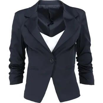 Dámské sako Sako řasený rukáv 6077 barva: černá, Velikost: XXL