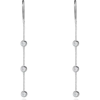 Náušnice Náušnice z 925 stříbra - čiré zirkony, řetízek s obloučkem