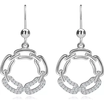 Náušnice Náušnice ze stříbra 925 - řetízek kruh, kubické zirkony, afro háček