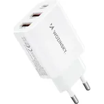 30W EU adaptér / nabíječka WOZINSKY - USB-C + 2x USB-A - bílá