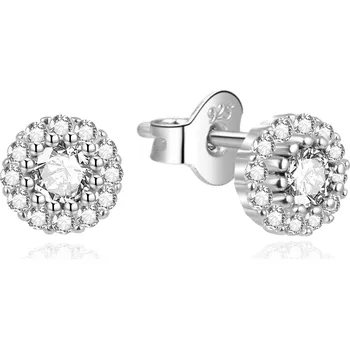 Šperk Beneto Třpytivé stříbrné náušnice se zirkony AGUP2351L-W + 2 měsíce na vrácení zboží