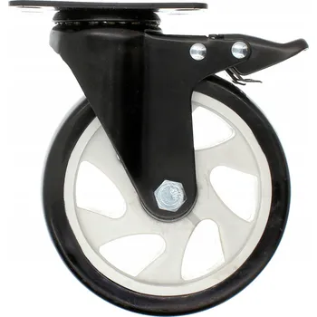 Pojezdové kolečko Otočné kolečko gumové s brzdou, 125 mm, ložiskové