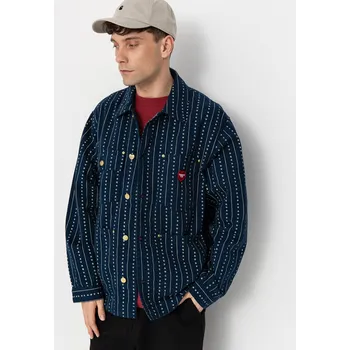 Dámské oblečení Carhartt WIP Drewe Chore Coat (heart c pinstripe/ink/natural) M, modrá