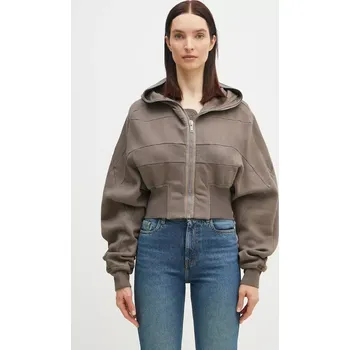 Dámská mikina Bavlněná mikina Rick Owens Collage Gimp dámská, šedá barva, s kapucí, hladká, DS01E3233.F, S, 84X