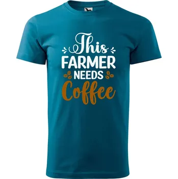 DOBRÝ TRIKO Pánské tričko s potiskem Farmer coffee Velikost: L, Barva: Petrolejová