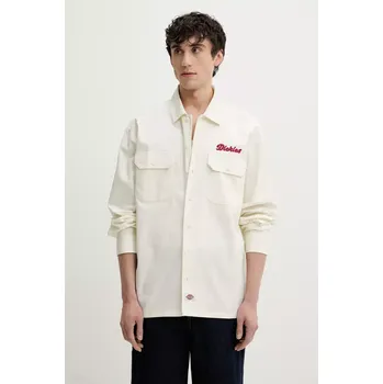 Pánská košile Bavlněná košile Dickies béžová barva, relaxed, s klasickým límcem, DK0A4Z7PC481 01X, vel. M