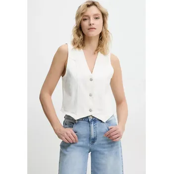 Dámská vesta Džínová vesta Answear.LAB béžová barva, jednořadá RD8556.2.flk 01X, vel. M