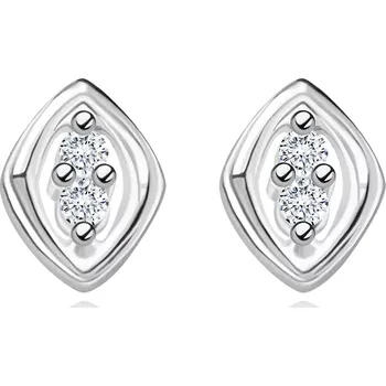 Náušnice Náušnice ze stříbra 925 - asymetrické zrno, čirý zirkon uprostřed