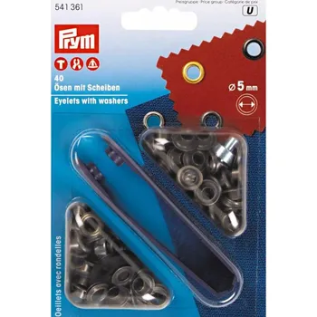 Prym Průchodky s podložkou 5 mm, 40 ks, staromosaz