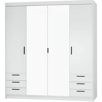 Šatní skříň FALCO Skříň Enja 4D6S se zrcadlem bílá